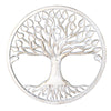Tree of Life Medallion Boho Wall Art, White with Gold Accents - 15.5"